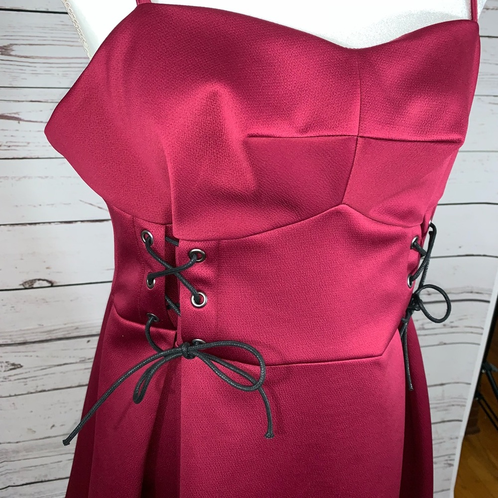 NWT Topshop corset dress red with black ties - Picture 5 of 6
